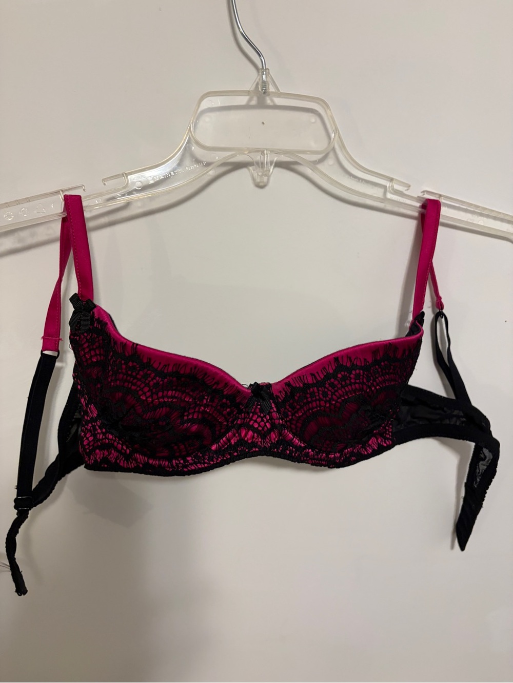 Mimi Holliday Underwire Lace Balconette Bra - Hot Pink & Black